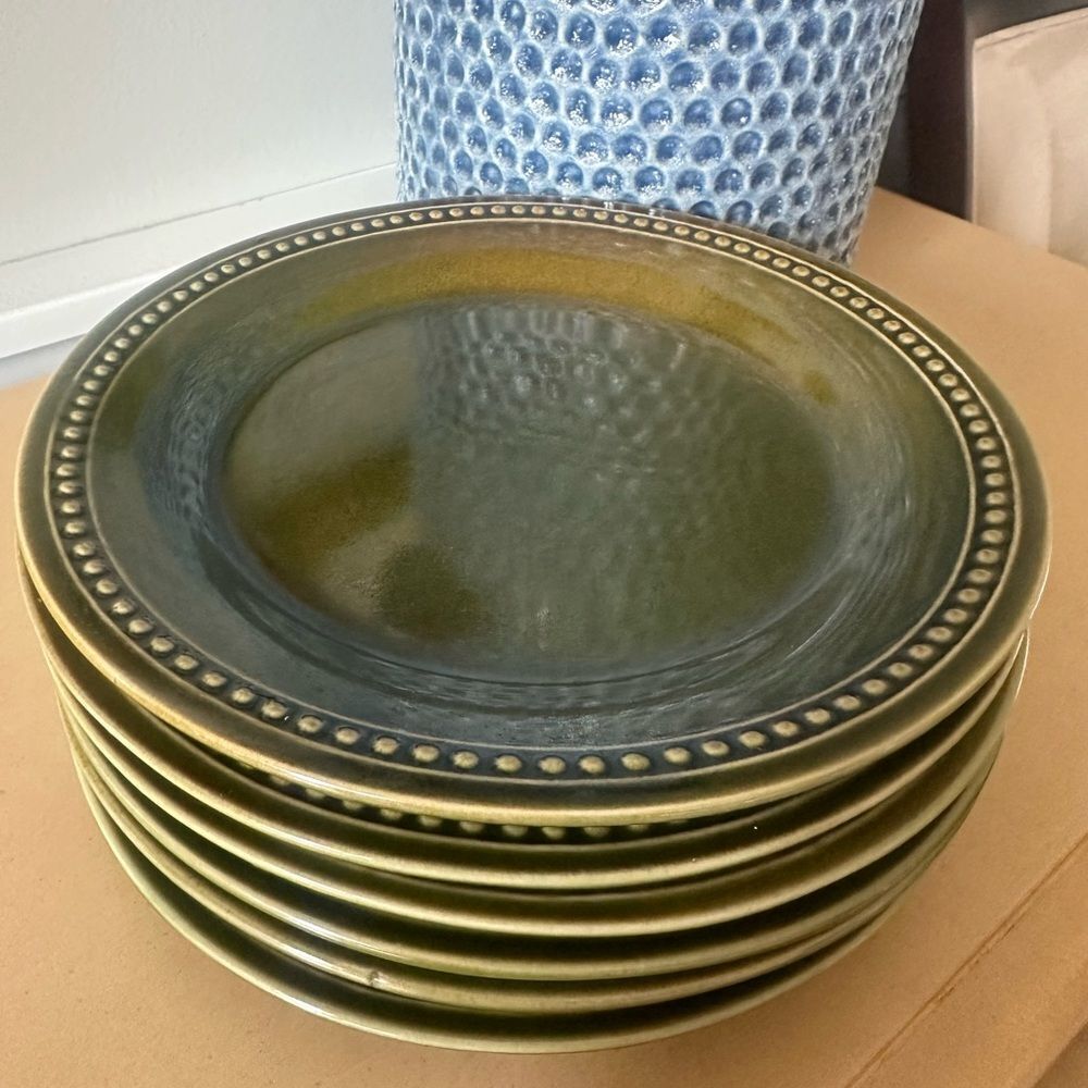 Pier 1 Clove (6) Stoneware Saucer Plates 8.5”